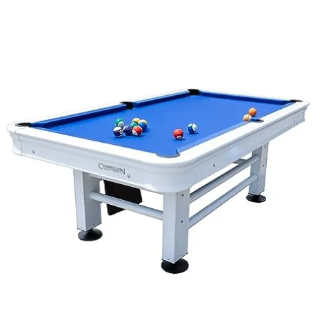 Chamberlain Game Tables Malibu Nights 7 Ft Outdoor Pool Table White and Blue