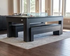 Chamberlain Game Tables New York Nights 7 Ft Pool Table Set with Benches and Top Espresso