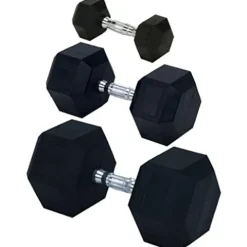 Champion Barbell Rubber Encased Solid Hex Dumbbell 85-Pound Black