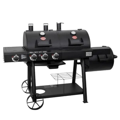 Char-Griller Texas Trio 3-Burner Gas & Charcoal Grill and Smoker Black
