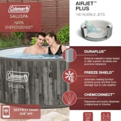 Coleman Napa AirJet Inflatable Hot Tub Spa 5-7 Person Brown