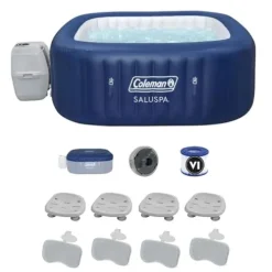 Coleman SaluSpa Atlantis AirJet Inflatable Hot Tub with Accessories Gray