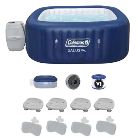 Coleman SaluSpa Atlantis AirJet Inflatable Hot Tub with Accessories Gray