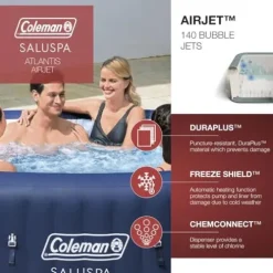 Coleman SaluSpa Atlantis AirJet Inflatable Hot Tub with Accessories Gray