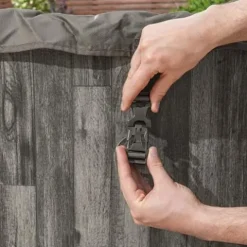 Coleman SaluSpa Napa AirJet Inflatable Hot Tub Gray Wood