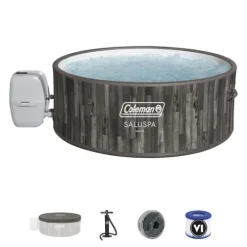 Coleman SaluSpa Napa AirJet Inflatable Hot Tub Gray Wood