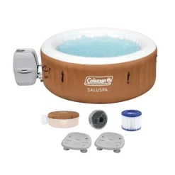 Coleman SaluSpa Ponderosa AirJet Inflatable Round Hot Tub + Bestway SaluSpa Underwater Non Slip Seat