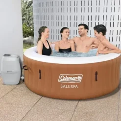 Coleman SaluSpa Ponderosa AirJet Inflatable Hot Tub with Non-Slip Seat, Gray