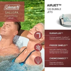 Coleman SaluSpa Ponderosa AirJet Inflatable Hot Tub with Spa Seats and Headrest Pillows