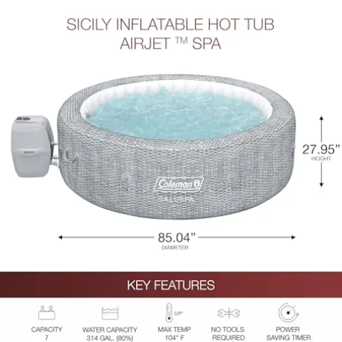 Coleman SaluSpa Sicily AirJet Hot Tub with 180 Jets Gray