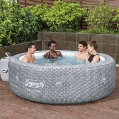 Coleman SaluSpa Sicily AirJet Inflatable Hot Tub with Bestway Non-Slip Seat & Headrest Gray