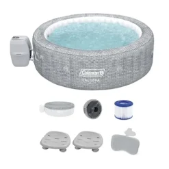 Coleman SaluSpa Sicily AirJet Inflatable Hot Tub with Bestway Non-Slip Seat & Headrest Gray