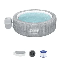 Coleman SaluSpa Sicily AirJet Inflatable Hot Tub Bundle with Pool/Spa Seat & Headrest Pillows