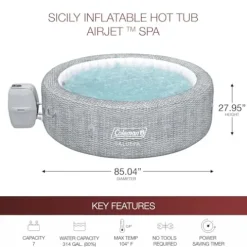 Coleman SaluSpa Sicily AirJet Inflatable Hot Tub Bundle with Pool/Spa Seat & Headrest Pillows