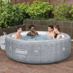 Coleman SaluSpa Sicily AirJet Inflatable Hot Tub Bundle with Pool/Spa Seat & Headrest Pillows