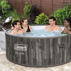 Coleman SaluSpa Sicily AirJet Hot Tub with 180 Jets & 6 Bestway Non-Slip Seats Gray