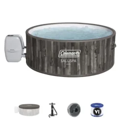 Coleman SaluSpa Sicily AirJet Hot Tub with 180 Jets & 6 Bestway Non-Slip Seats Gray