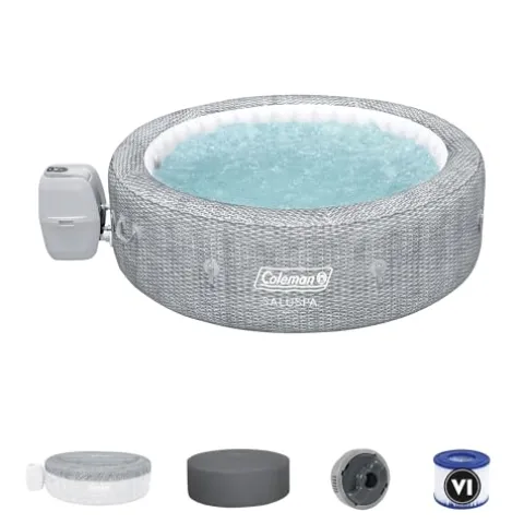 Coleman SaluSpa Sicily AirJet Inflatable Hot Tub Gray Wicker Print