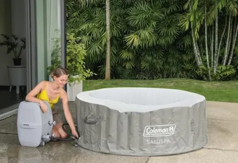 Coleman Tahiti EnergySense AirJet Inflatable Hot Tub Spa Gray
