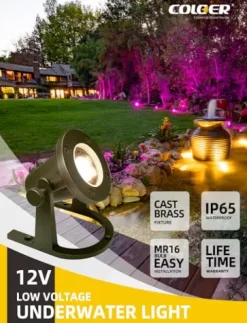 COLOER Brass Underwater Lights 10 Pack with 5W LED MR16 Bulb Bronze