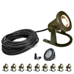 COLOER Brass Underwater Lights 10 Pack with 5W LED MR16 Bulb Bronze
