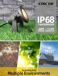 COLOER Brass Underwater Lights 10 Pack with 5W LED MR16 Bulb Bronze