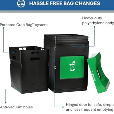 Commercial Zone Products Avante™ Series Black Compost Container 55-Gallon Square