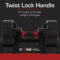 CORE FITNESS Adjustable Dumbbell Weight Set Black