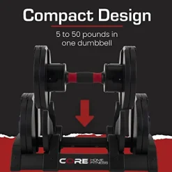 CORE FITNESS Adjustable Dumbbell Weight Set Black