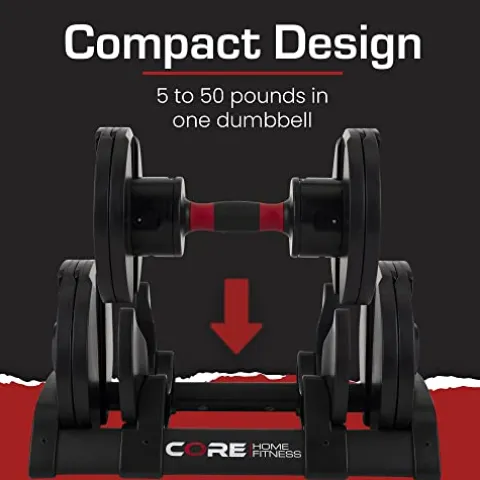 CORE FITNESS Adjustable Dumbbell Weight Set Black