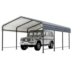 COSIEST 10’x20′ Heavy Duty Metal Carport with Galvanized Steel Roof Gray