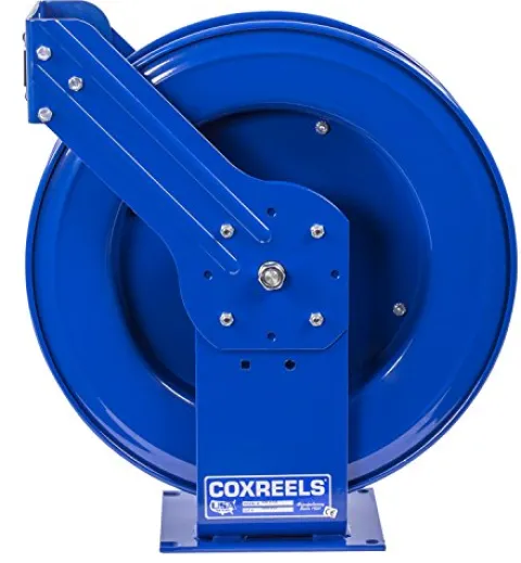 COXREELS Spring Rewind Hose Reel for Fuel Dispensing 3/4″ I.D. 75′ Hose 300 PSI Blue