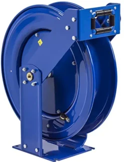 COXREELS Spring Rewind Hose Reel for Fuel Dispensing 3/4″ I.D. 75′ Hose 300 PSI Blue