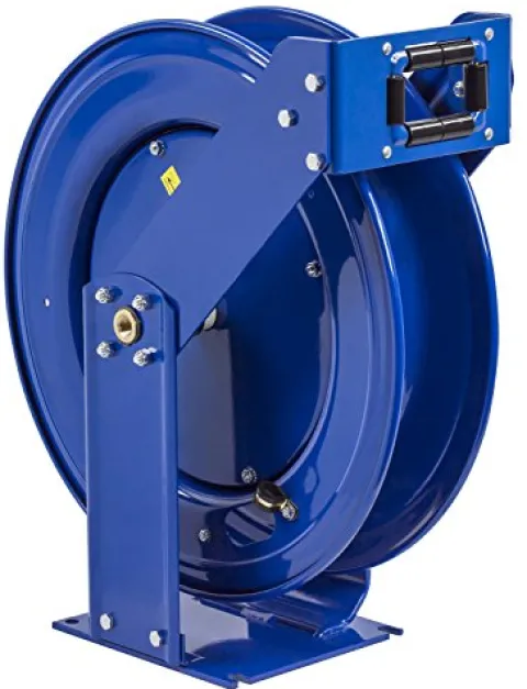 COXREELS Spring Rewind Hose Reel for Fuel Dispensing 3/4″ I.D. 75′ Hose 300 PSI Blue
