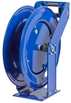 COXREELS Spring Rewind Hose Reel for Fuel Dispensing 3/4″ I.D. 75′ Hose 300 PSI Blue