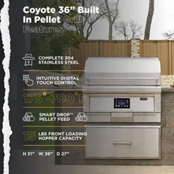 COYOTE OUTDOOR LIVING 36″ Built-in Pellet Grill Stainless