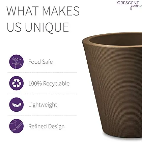 Crescent Garden Madison Planter Double-Walled Plant Pot 34-Inch Mocha