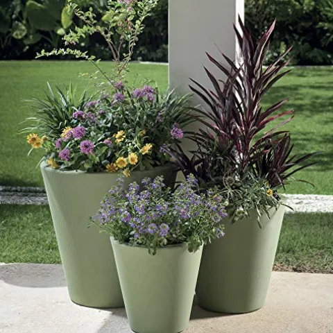 Crescent Garden Madison Planter Double-Walled Plant Pot 34-Inch Mocha