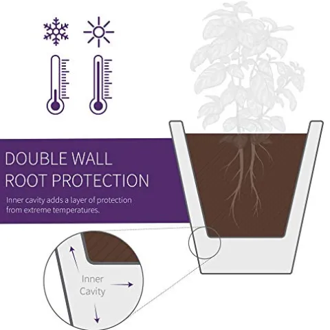 Crescent Garden Madison Planter Double-Walled Plant Pot 34-Inch Mocha