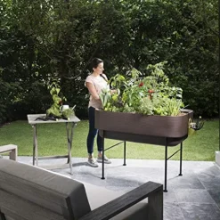 Crescent Garden Nest Indoor/Outdoor Raised Garden-Bed Planter Box 22-Inch x 44-Inch Olive