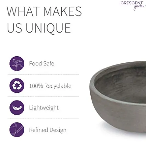 Crescent Garden Orinoco Double-Walled Plant Bowl 40-Inch Weathered Concrete