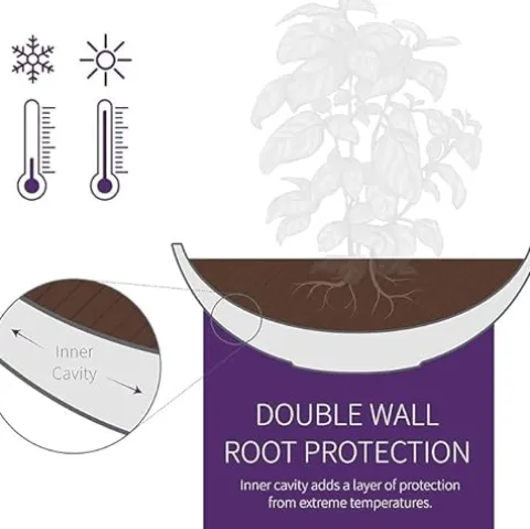 Crescent Garden Orinoco Double-Walled Plant Bowl 40-Inch Weathered Concrete