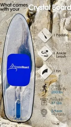 CRYSTALKAYAK Genuine Crystal Board Clear