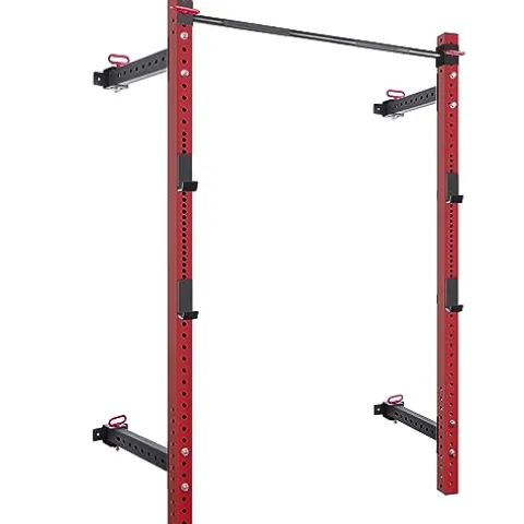 CUAUC Wall Mounted Folding Squat Rack Red