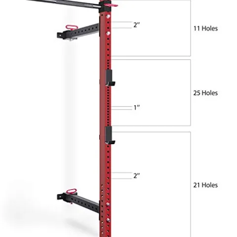 CUAUC Wall Mounted Folding Squat Rack Red