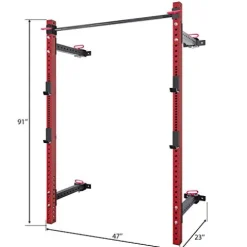 CUAUC Wall Mounted Folding Squat Rack Red