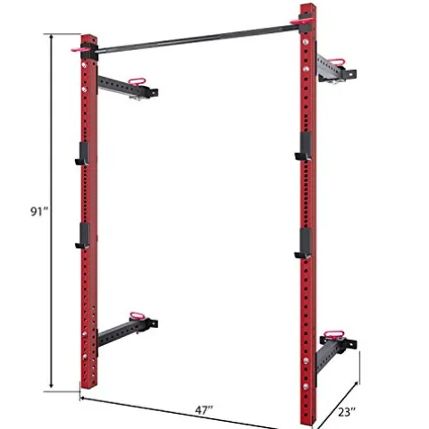 CUAUC Wall Mounted Folding Squat Rack Red