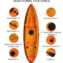 CuisinAid 9.4FT Sit-On-Top Fishing Kayak with Paddles Green Yellow