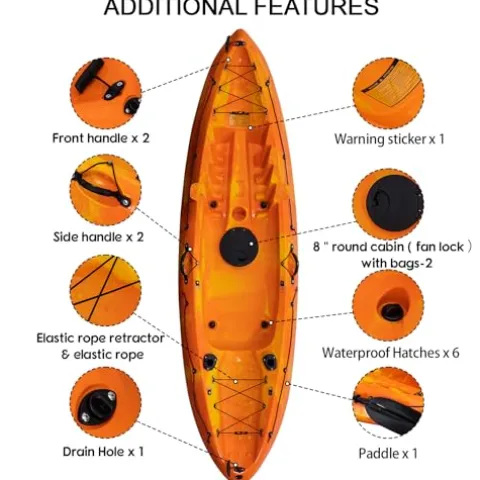 CuisinAid 9.4FT Sit-On-Top Fishing Kayak with Paddles Green Yellow