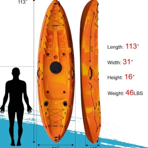 CuisinAid 9.4FT Sit-On-Top Fishing Kayak with Paddles Green Yellow